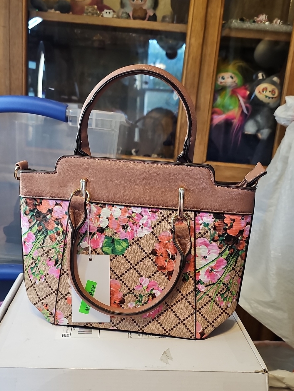 Floral Pink Patterned Satchel Handbag